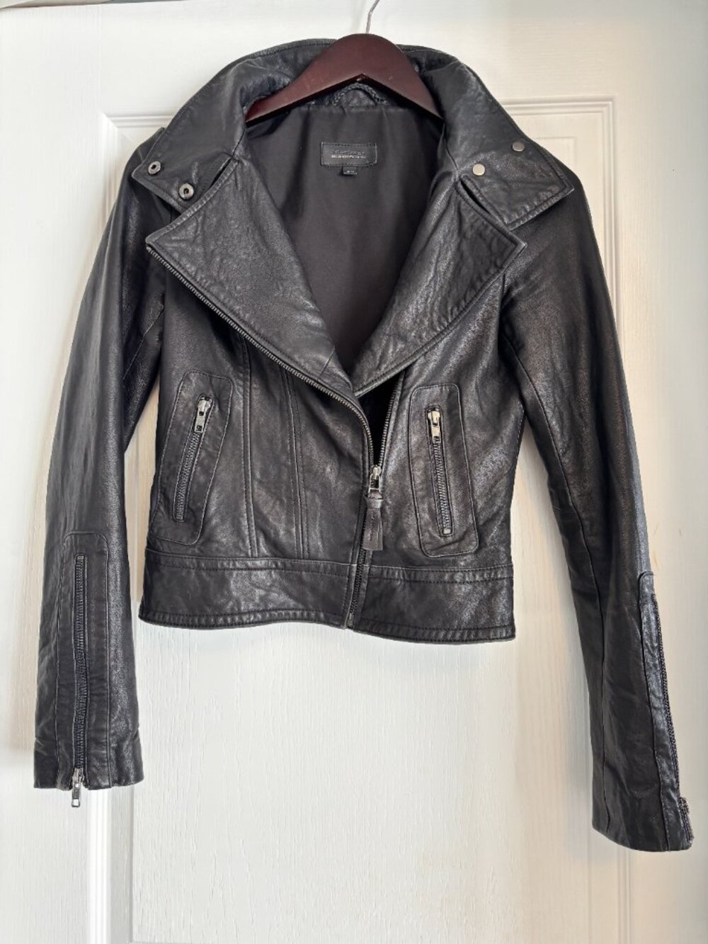 Mackage for Aritzia Black Genuine Lambskin Leather Biker Moto Kenya Jacket Sz XS